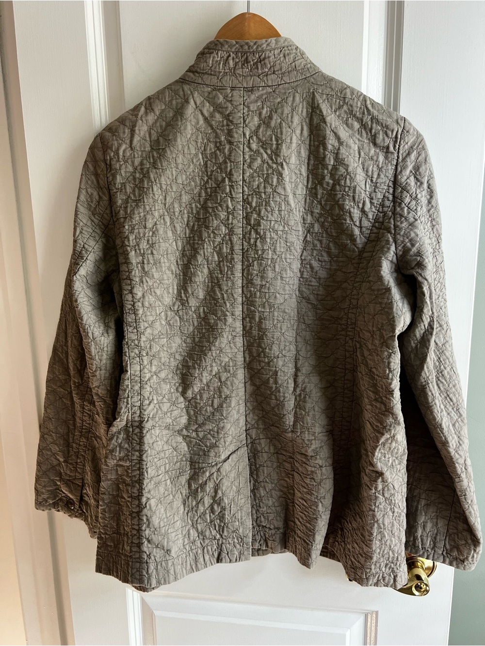 Eileen Fisher Textured Quilted Jacket Taupe Snap Front MP - Picture 2 of 12
